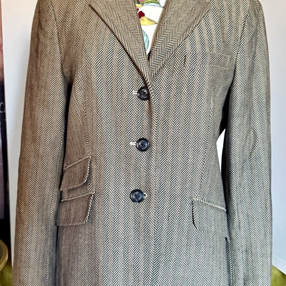 Chaps by Ralph Lauren Tan Herringbone Tailored Blazer - Picture 4 of 5